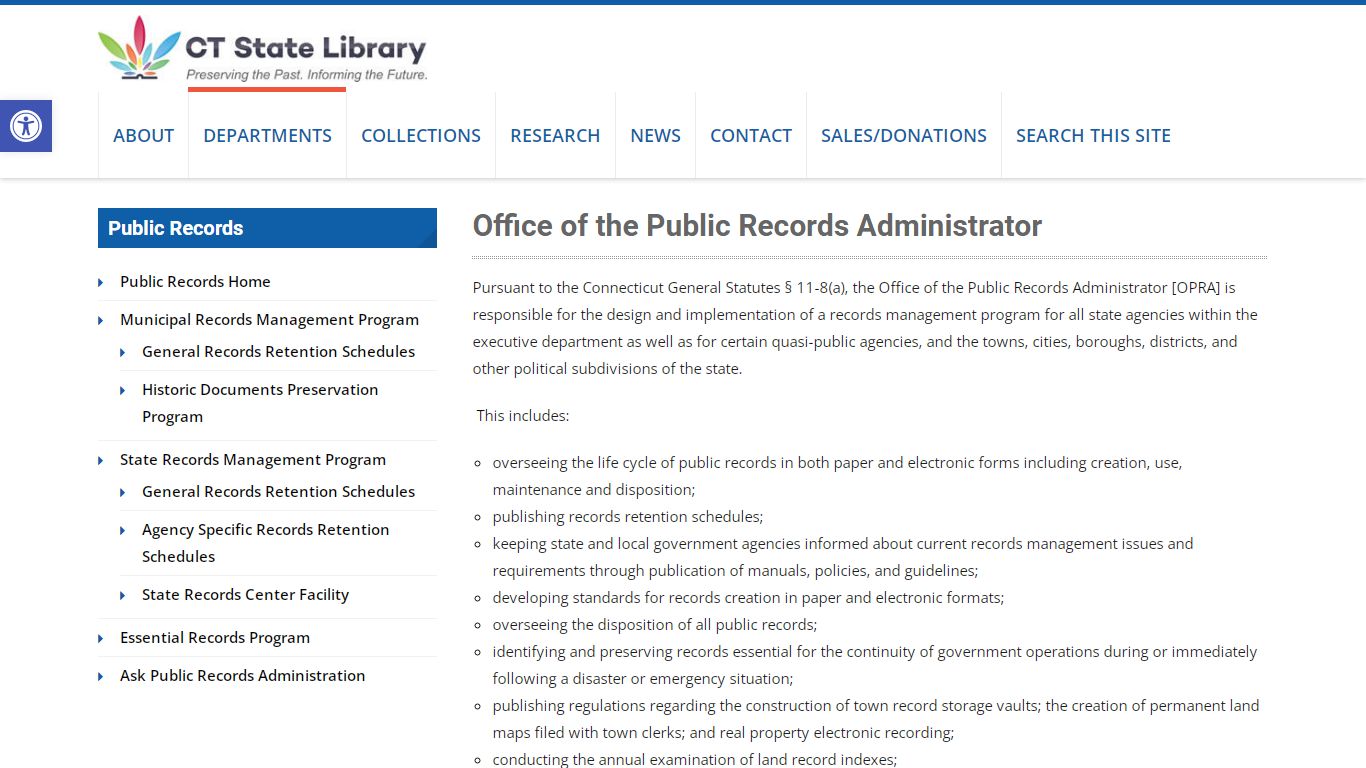 Office of the Public Records Administrator - Connecticut State Library